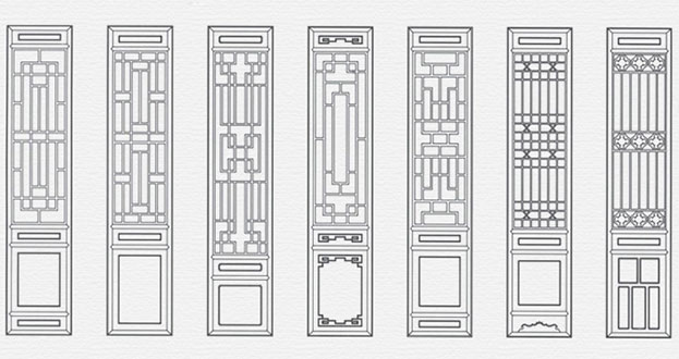 漳浦常用中式仿古花窗图案隔断设计图