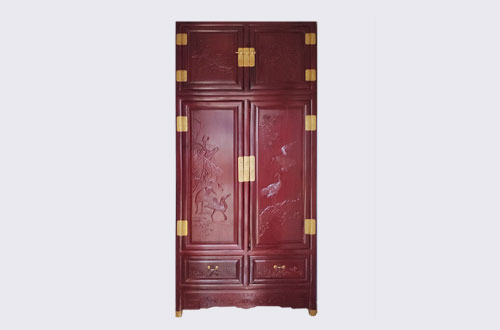 漳浦高端中式家居装修深红色纯实木衣柜